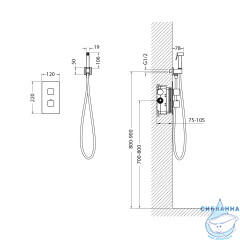 Встраиваемый смеситель с гигиеническим душем Timo Petruma 5089/00SM (хром)