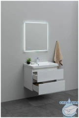 Тумба Aquanet Вега 70 с раковиной Aquanet Ирис 70 белый глянцевый