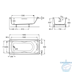 Ванна акриловая Roca BeCool 190x90