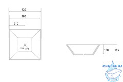 Раковина на столешницу 42 см ABBER Rechteck AC2214MB
