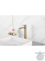 Смеситель для раковины Gappo G1048-32 (без донного клапана) (сатин золотой)