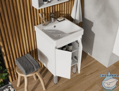 Тумба Акватон Сканди Doors 45 с раковиной Адриана 45 белый глянец/матовый