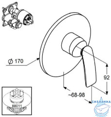 Встраиваемый смеситель для душа Kludi Balance 526550575