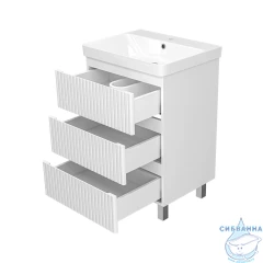 Тумба напольная Brevita Victory 60 белый матовый с раковиной Dreja Luxury 60