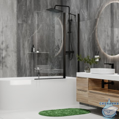 Шторка для ванны Wasserkraft  Berkel 48P02-110BLACK Fixed 110x140 профиль черный, стекло прозрачное