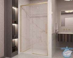 Дверь в нишу Vincea Stella 140 профиль брашированное золото, стекло прозрачное VDS-1ST140CLG