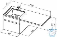 Тумба Aquanet Токио 48 R 236915 белый глянец с раковиной Даллас 110