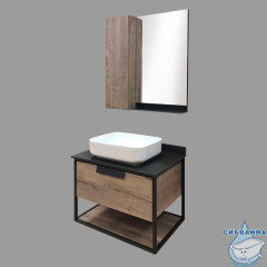 Тумба подвесная Comforty Кёльн 75 дуб темный с раковиной Comforty T-Y9378