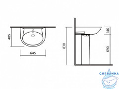 Раковина 65 см Sanita luxe Классик CLCSLWB01