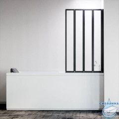 Шторка для ванны Veconi Палау 90x150 профиль черный, стекло прозрачное PL74BR-90-01-19C4