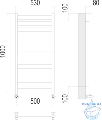 Полотенцесушитель водяной Terminus Латте П11 50х100 (нижнее подключение)