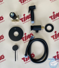 Встраиваемый смеситель с гигиеническим душем Timo Saona 2389/03SM (черный матовый)