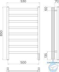 Полотенцесушитель электрический Terminus Ното П8 50х85 (с возможностью скрытого подключения, подключение справа)