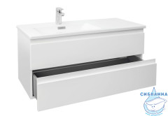 Тумба подвесная 100 см L Jacob Delafon Madeleine EB2054-J5(2 ящика ) с раковиной Jacob Delafon Vox 100 белый глянец