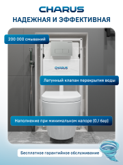 Инсталляция для унитаза Charus CC.300.80.01 с кнопкой смыва Elegia FP.320.GRP.01 графит, с унитазом LYon 2.0 (с сиденьем Soft Close (микролифт)