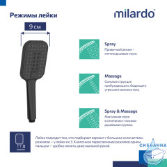 Лейка для душа Milardo Ideal Spa 3 режима ILS3FBSM18