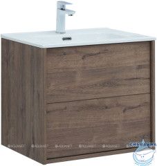 Тумба Aquanet Lino 60 с раковиной Flat 60 дуб веллингтон
