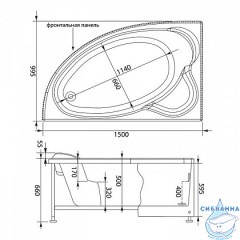 Акриловая ванна Aquanet Mayorca 150x100 L с каркасом