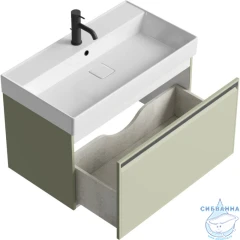 Тумба подвесная Aqwella Pure 80 шалфей зеленый, с раковиной Aqwella Вилис 80