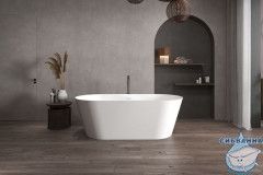 Ванна из искусственного камня ABBER Stein 170x80 AS9605 белая матовая