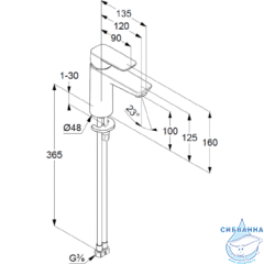 Смеситель для раковины Kludi PURE&STYLE 402920575 (без донного клапана)