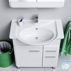 Тумба Aqwella Classic Корсика 75 с раковиной Стиль 75 белый глянец