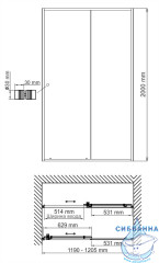 Дверь в нишу Wasserkraft Dill 120 см профиль черный, стекло прозрачное 61S05