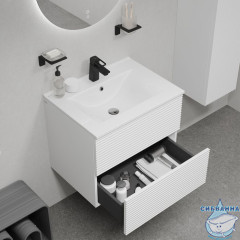 Тумба с умывальником Iddis Bild 80 см белый матовый