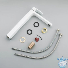 Смеситель для раковины Gappo G1083-82 (без донного клапана) (хром/белый)