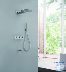 Душевая система ABBER Wasser Kreis AF8150SP скрытого монтажа с изливом, термостат, сатин