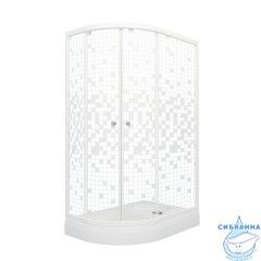 Душевое ограждение Тритон Коралл А R 120x80 профиль белый, стекло мозайка Щ0000061781 (с поддоном)