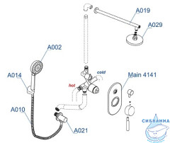 Душевая система Wasserkraft 200 1 режим A14129 (хром)