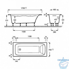 Ванна из искусственного камня Jacob Delafon Elite 170x75 с ножками