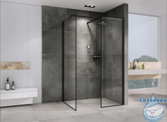 Душевое ограждение ABBER Immer Offen AG67128B 120x80 профиль черный, стекло  прозрачное (без поддона)