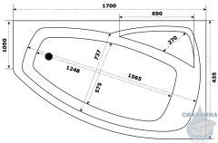 Акриловая ванна Bas Камея 170x105 R с ножками