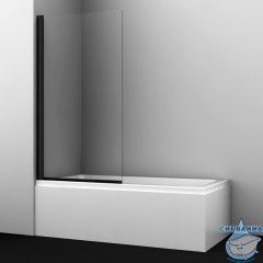 Шторка для ванны Wasserkraft  Berkel 48P01-80BLACK 80x140 профиль черный, стекло прозрачное