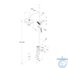 Смеситель для ванны с верхним душем, белый матовый, Dale, Milardo, DALWT3FM06