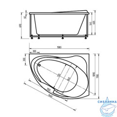 Акриловая ванна Aquatek Альтаир L 160х120 с каркасом