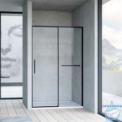 Дверь в нишу Vincea Slim Soft 110 профиль черный, стекло прозрачное VDS-1SS110CLB