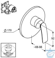 Встраиваемый смеситель для душа Kludi Balance 526559175