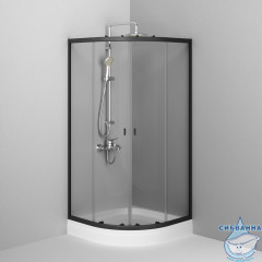 Душевое ограждение AM.PM X-Joy Twin Slide 80х80 W88E-205-080BT64 профиль черный, стекло прозрачное (c поддоном)