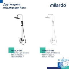 Смеситель для ванны с верхним душем, глянцевый хром, Rora, Milardo, RORSB4FM06