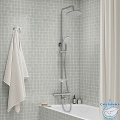 Душевая система с тропическим душем и изливом с термостатом, хром глянцевый, Kero, IDDIS, KERSBSTi06