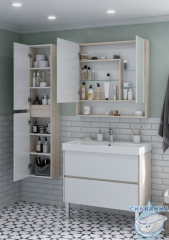 Тумба Акватон Сканди 90 белый/дуб верона, с раковиной Адриана 90