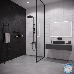 Смеситель с верхним душем с управлением Push Control, черный матовый, Slide, IDDIS, SLIBLBTi06