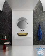 Раковина накладная прозрачная ABBER Kristall AT2805Vesuvian оливковая