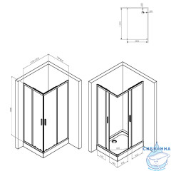 Душевое ограждение AM.PM Gem 120x80 W93G-404-120280-BT профиль черный, стекло прозрачное (без поддона)