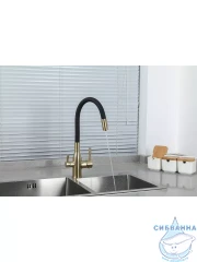 Смеситель кухни Frap F4396-3 (золото/черный)