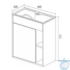 Тумба подвесная с раковиной 1Марка Lido 60П (1 дверь) белый глянец