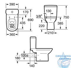 Унитаз напольный Roca Giralda 342466000 с бачком и сиденьем Soft Close (микролифт)